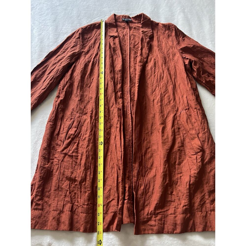 Eileen Fisher Sz Large Paprika Rumpled Organic Cotton Steel Notch Collar Jacket - Picture 12 of 15